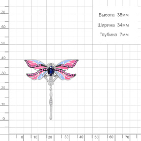 Брошь Аквамарин - Серебро 925, Синтетический рубин, Синтетический сапфир , Фианит, Эмаль (арт. 77473АБВ.5)