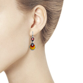 Серьги SOKOLOV - Серебро 925, Фианит, Эмаль (арт. 94021697)