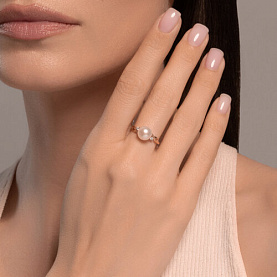 Кольцо SOKOLOV - Золото 585, Жемчуг культивированный, Фианит (арт. 791251)