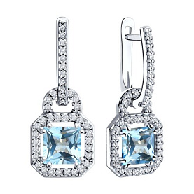 Серьги SOKOLOV - Серебро 925, Топаз, Фианит (арт. 92022830)