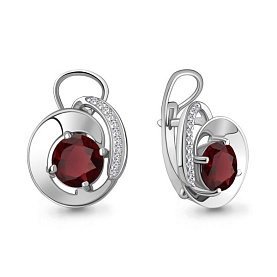 Серьги Аквамарин - Серебро 925, Гранат, Фианит (арт. 4487203А.5)