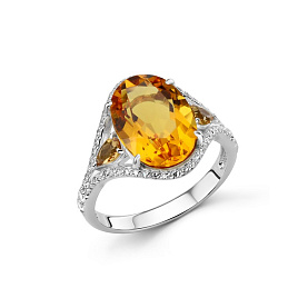 Кольцо Дар - Серебро 925, Фианит, Цитрин (арт. К-5299рс40500)