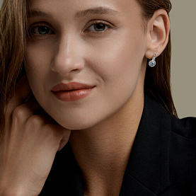 Серьги SOKOLOV - Серебро 925, Топаз, Фианит (арт. 92025355)