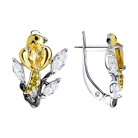 Серьги SOKOLOV - Серебро 925, Фианит, Цитрин (арт. 92021618)