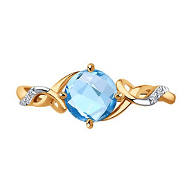 Кольцо SOKOLOV - Золото 375, Топаз, Фианит (арт. 37716960)