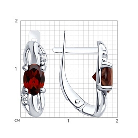 Серьги Diamant - Серебро 925, Гранат, Фианит (арт. 94-320-00182-2)