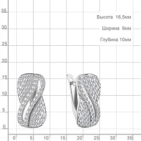 Серьги Аквамарин - Серебро 925, Фианит (арт. 400843А.5)