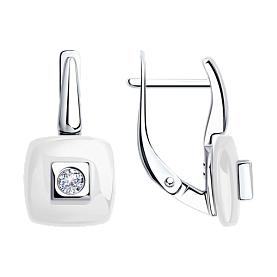 Серьги Diamant - Серебро 925, Керамика, Фианит (арт. 94-120-01278-2)
