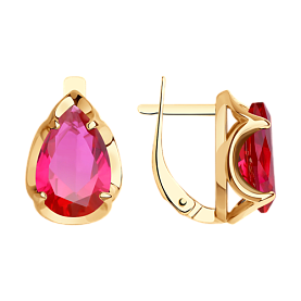 Серьги SOKOLOV - Золото 585, Синтетический рубин (арт. 728212)