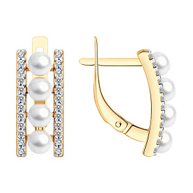 Серьги SOKOLOV - Серебро 925, Жемчуг культивированный, Фианит (арт. 92023146)