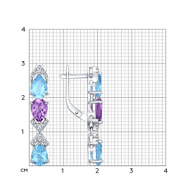 Серьги SOKOLOV - Серебро 925, Аметист, Топаз, Фианит (арт. 92021411)