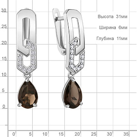 Серьги Аквамарин - Серебро 925, Кварц, Фианит (арт. 45016401А.5)