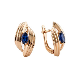 Серьги ЮФ Династия - Золото 375, Синтетический сапфир (арт. 028492-5470)