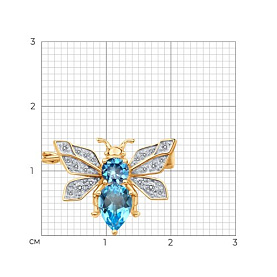 Брошь Diamant - Золото 585, Топаз, Фианит (арт. 51-340-00466-2)