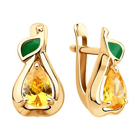 Серьги Diamant - Золото 585, Фианит, Эмаль (арт. 51-120-02813-1)