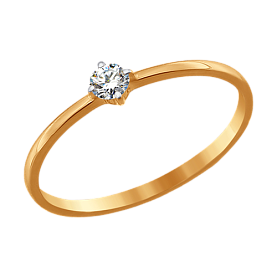 Кольцо SOKOLOV - Золото 375, Фианит (арт. 016891-4)