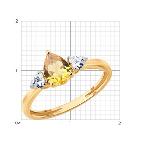 Кольцо SOKOLOV - Золото 585, Фианит, Цитрин (арт. 717336)