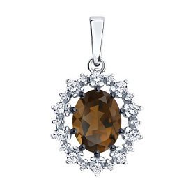 Подвеска Diamant - Серебро 925, Раухтопаз, Фианит (арт. 94-330-02042-4)