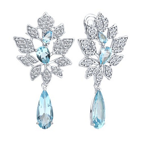 Серьги Diamant - Серебро 925, Топаз, Фианит (арт. 94-321-00111-1)