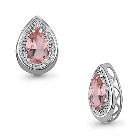 Подвеска Аквамарин - Серебро 925, Синтетический морганит, Фианит (арт. 2542590А.5)