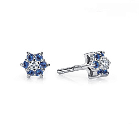 Серьги Platinum Lab. - Платина 950, Сапфир, Бриллиант (арт. ПС-205С-01)