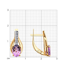 Серьги Diamant - Золото 585, Аметист, Фианит (арт. 51-320-00256-4)