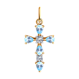 Подвеска SOKOLOV - Золото 585, Топаз, Фианит (арт. 731715)