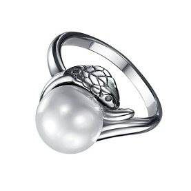 Кольцо Красная пресня - Серебро 925, Жемчуг имитация (арт. 23615788)