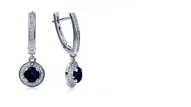 Серьги Platinum Lab. - Платина 950, Сапфир (арт. ПС-060С-01)