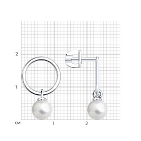 Серьги Diamant - Серебро 925, Жемчуг имитация (арт. 94-122-02350-1)