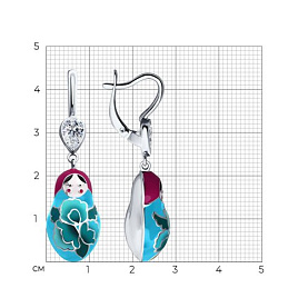 Серьги SOKOLOV - Серебро 925, Фианит, Эмаль (арт. 94023536)