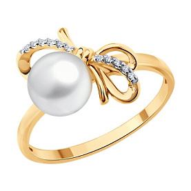 Кольцо SOKOLOV - Золото 585, Жемчуг культивированный, Фианит (арт. 791279)