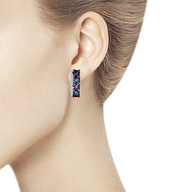 Серьги SOKOLOV - Серебро 925, Синтетический рубин, Топаз лондон, Фианит (арт. 92021446)