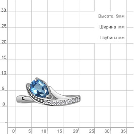 Кольцо Аквамарин - Серебро 925, Топаз, Фианит (арт. 65003005А.5)