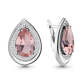 Серьги Аквамарин - Серебро 925, Синтетический морганит, Фианит (арт. 4703390А.5)