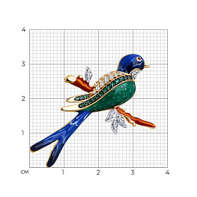 Брошь SOKOLOV - Серебро 925, Синтетический рубин, Фианит, Эмаль (арт. 93040047)
