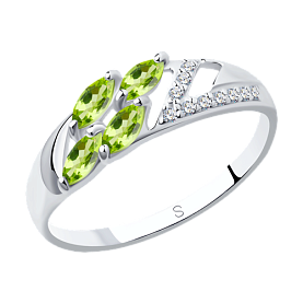 Кольцо SOKOLOV - Серебро 925, Фианит, Хризолит (арт. 92011644)
