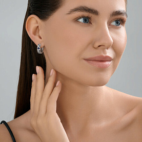 Серьги SOKOLOV - Серебро 925, Синтетический сапфир , Фианит (арт. 88020084)