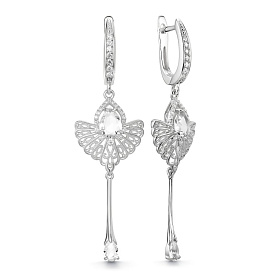 Серьги Дар - Серебро 925, Горный хрусталь, Синтетический муассанит (арт. С-5291рс42916128)