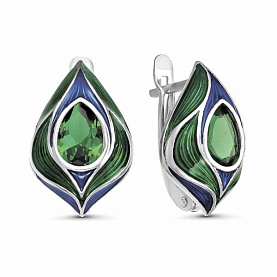 Серьги Красная пресня - Серебро 925, Синтетическая шпинель, Эмаль (арт. 3388998Д7)