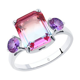 Кольцо SOKOLOV - Серебро 925, Синтетический ситалл , Фианит (арт. 92011725)