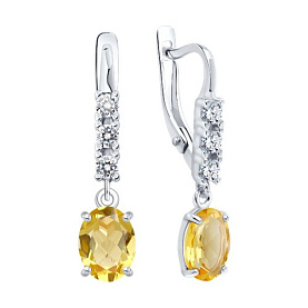 Серьги SOKOLOV - Серебро 925, Фианит, Цитрин (арт. 92023136)