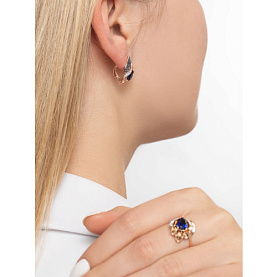 Серьги SOKOLOV - Золото 585, Синтетический сапфир , Фианит (арт. 725101)