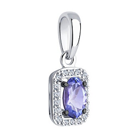 Подвеска SOKOLOV - Серебро 925, Танзанит, Фианит (арт. 92030805)