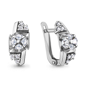 Серьги Аквамарин - Серебро 925, Фианит (арт. 48121А.5)