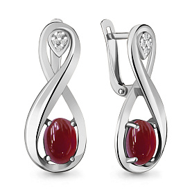 Серьги Аквамарин - Серебро 925, Гранат, Фианит (арт. 4477003.5)