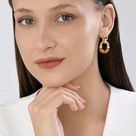 Серьги Diamant - Серебро 925, Фианит, Эмаль (арт. 93-121-00065-1)