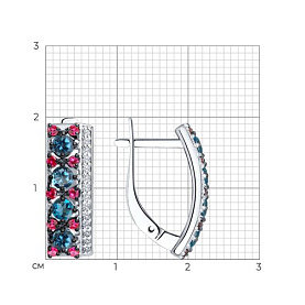 Серьги SOKOLOV - Серебро 925, Синтетический рубин, Топаз лондон, Фианит (арт. 92021446)