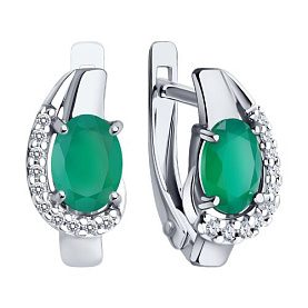 Серьги Diamant - Серебро 925, Агат, Фианит (арт. 94-320-00183-2)