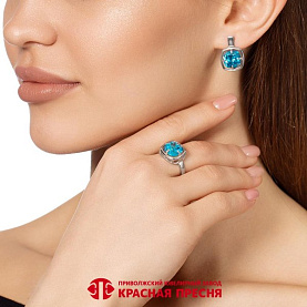 Серьги Красная пресня - Серебро 925, Фианит (арт. 33815434Пл3)